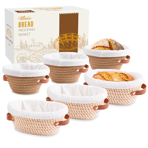 Bread Proofing Basket, 5 Inch Mini Bread Basket Set of 6, Sourdough Bread Baking Supplies, Sourdough Starter Kit, Sour Dough Starter Kits, Baking Gifts for Women, Sourdough Proofing Basket