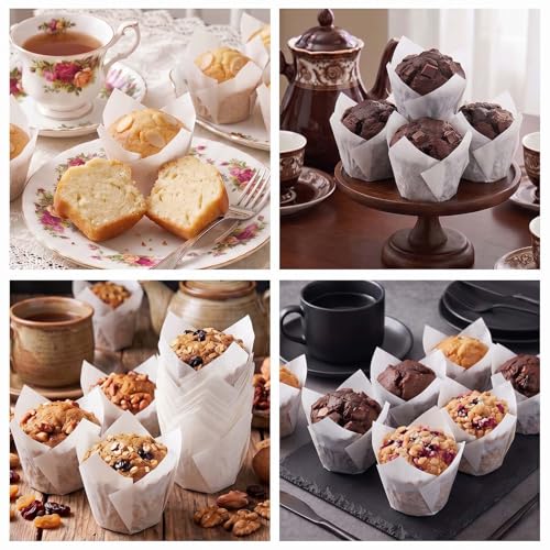 200 Pcs White Tulip Cupcake Liners for Baking, Standard Size - color: White