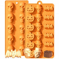 2 Pcs Halloween Silicone Molds, Halloween Pumpkin Bat Skull Shape Chocolate Molds for DIY Halloween Cupcake Candy Baking Molds - color: Halloween Molds