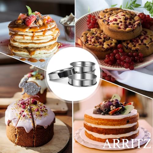 4inch English Muffin Rings, 6pcs Double Rolled Stainless Steel Crumpet Tart Rings for Baking - size: 4in
