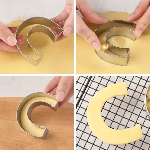 Letter Cookie Cutters Shapes Large 3 Inch - 26 Pcs Stainless Steel Alphabet Letter Cookie Cutter Set Fondant Biscuit Fruit Dough Mold Tools for Sandwich, Birthday, Christmas, and Holiday Party - color: 3 INCH-26PCS Letter