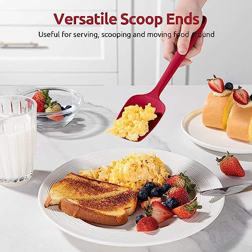 U-Taste Silicone Spoon Spatula Set of 3, 600°F High Heat Resistant, Red - color: Red