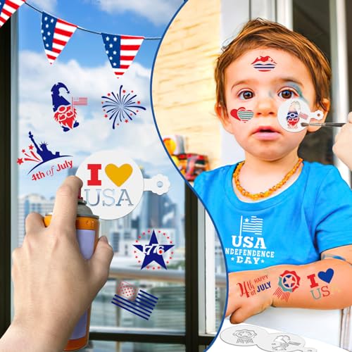 JULBEAR 4th of July Cookie Cake Stencils 36 Pieces Reusable Patriotic Mold - style: 4th of July Style