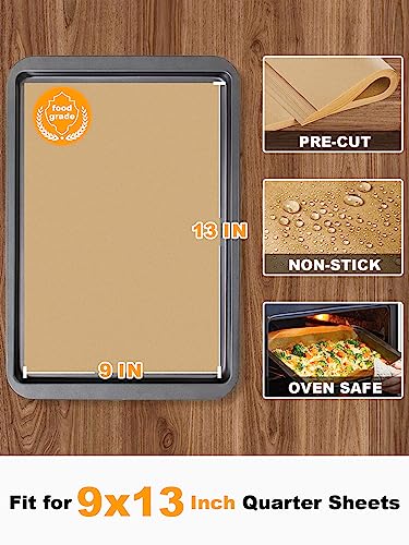 SMARTAKE 200 Pcs Parchment Paper Baking Sheets, 9x13 Inches, Non-Stick - size: 9" x 13"