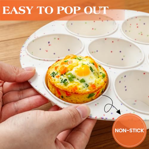 CAKETIME Silicone Muffin Pan for Air Fryer Oven, Nonstick 7 Cups Confetti Design, Baking Mold for Egg Bites, Muffins, Cupcakes, Mini Quiche 1 Pack - size: 1pc:7-Cup 2.5in