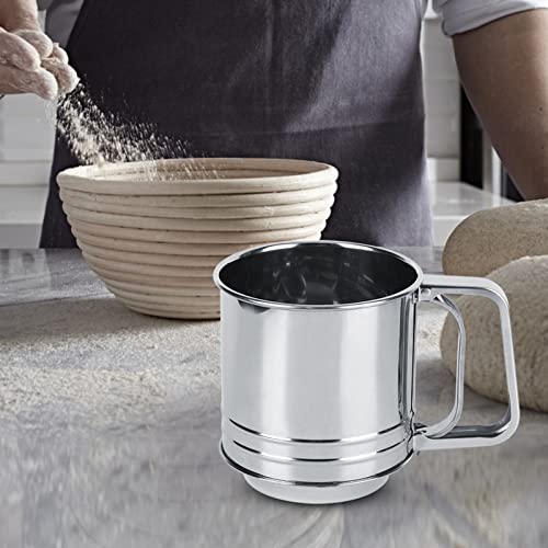 Flour Sifter Stainless Steel Handheld Manual Sieve Strainer Kitchen Baking Tool Ergonomic Design Convenient Storage Keeps Kitchen Clean Versatile for Cakes Cookies Pastries