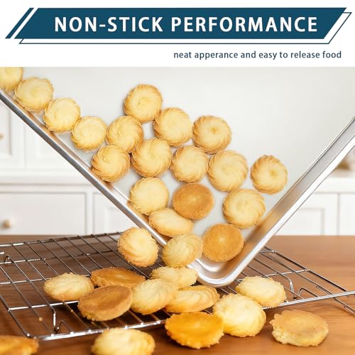 12 Pack Half Size Baking Sheet Pan Set, Aluminum Commercial Quality Cookie Sheet for Baking or Roasting, Large Thick Baking Tray Prevents Warping, 13" × 18" Cookie Tray Pan - size: 12pk Half Sheet