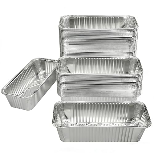 100 Pack 2 Lb Aluminum Loaf Baking Pans, 8.5" x 4.5" x 2.5" Heavy Duty Disposable Loaf Pans,Foil Bread Pans for Baking Holiday Treats Food Storage and Takeout - size: 8.5" x 4.5"