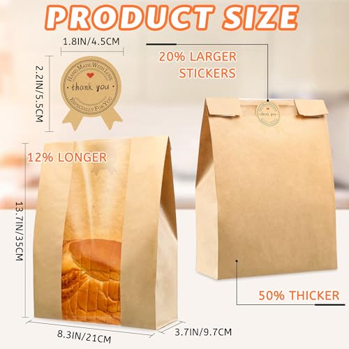 50 Pcs Bread Bags for Homemade Bread 50% Thicker With Window Sourdough Bags