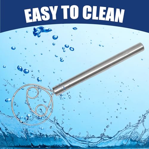 11" Danish Dough Whisk, 304 Stainless Steel Hook and Handle - color: 2 Holes stainless steel handle