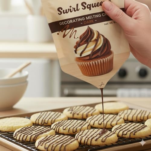Pre-Filled Microwaveable Chocolate Decorating Bag – Ready-to-Melt Drizzle for Cookies, Cakes & Treats – No Mess, No Bowls, No Piping Bags – Dark Melting Chips, 6 oz - size: 6 Ounce (Pack of 1)