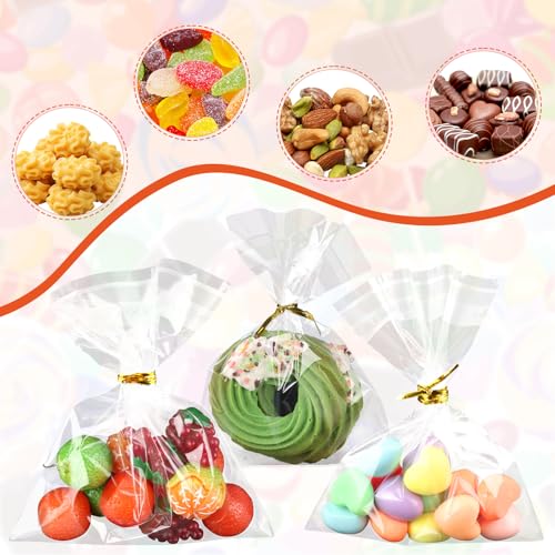 200Pcs Cookie Bags 3x3 Inches Cellophane Bags Self Adhesive Resealable Self Sealing Clear Cookie Bags with Twist Ties for Cookies Party Favors Bag - size: 3x3 Inches