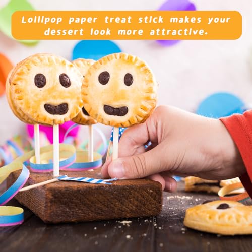 100 Pcs 6-Inch White Lollipop Sticks,Lollipop Paper Treat Stick,Paper Sucker Sticks for Cupcake Toppers,Homemade Candy,Chocolate,Dessert(Dia 3.5mm) - size: 100 Pcs