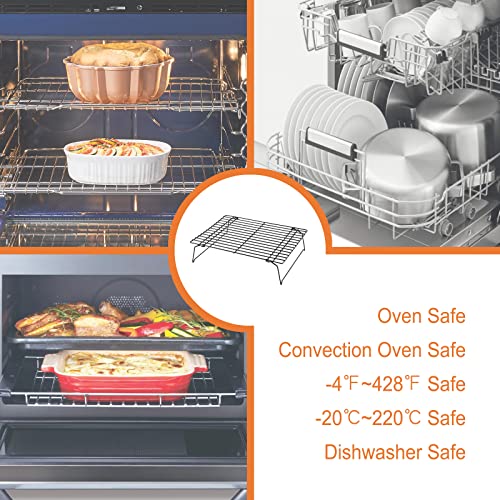 CHEFMADE Baking and Cooling Rack Set, 13.5-Inch 3-Tier Non-Stick Stackable Collapsible Rectangle Wire Rack for Oven Baking (Black)