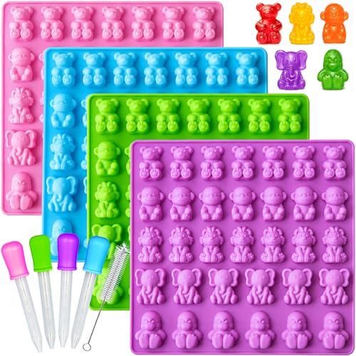 Large Silicone Gummy Bear Molds, Animal Candy Molds, 4-Pack