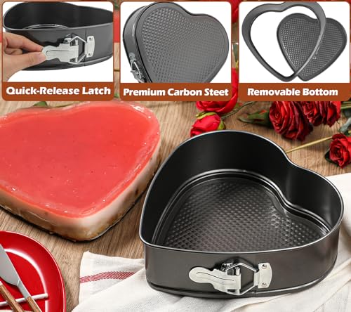 Webake 9in Heart Shaped Nonstick Springform Pan, Ideal for Cheesecakes, Quiches, Black - size: 9 in Heart