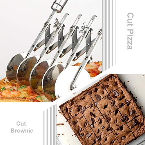 Star Brand Pastry Cutter with Grinder Spaghetti Dough Roller Knife Stainless Steel Pizza Slicer Pasta Wheeling Attice Roller Adjustable Dough Divider with Handle - size: 1 Count (Pack of 1)