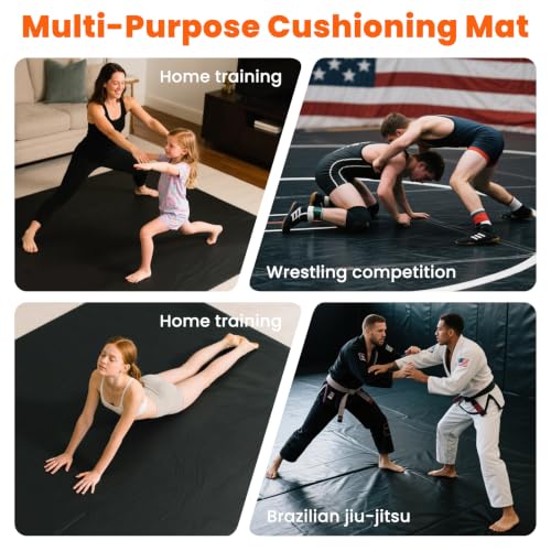 Rollable Wrestling Mat, 1.2" XPE Foam Mats for BJJ Jiu Jitsu & Judo - color: Red, size: 8'x8'