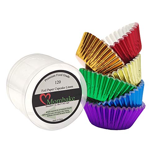 Rainbow 6 Bright Colors Standard Cupcake Liners Muffin Foil Paper Baking Cups, 120-Count - color: Rainbow