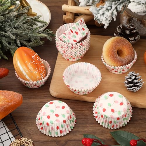 Whaline 300Pcs Christmas Bulb Paper Baking Cups Colorful Xmas Bulbs Cupcake Muffin Liners 2 x 1.2 Inch Winter Holiday Cake Candy Cup Paper Wrappers for Xmas Wedding Birthday Baby Shower Party - style: Christmas Bulb