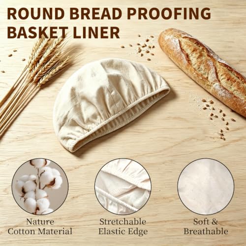 4 Pack Banneton Liners - Bread Proofing Basket Liners 10 Inch Round Banneton Covers Natural Cotton Bread Proofing Cloth for Sourdough Bread Dough Rising Baking