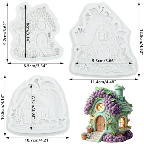Fairy Garden Home Fondant Mold Fruit House Silicone Mold Set of 3 - color: Style G