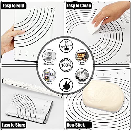Stainless Steel Rolling Pin with 4 Thickness Rings Wooden Stand &Pastry Mat - color: Rolling Pin+Mat+Stand
