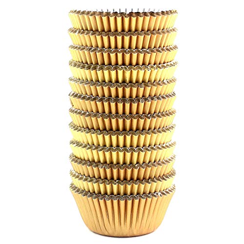 300 Pcs Mini Foil Cupcake Liners Muffin Paper Baking Cups, Gold - color: Gold