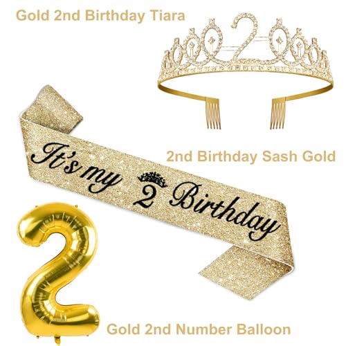 YeohJoy Gold 2nd Birthday Decorations for Girl - style: 2nd