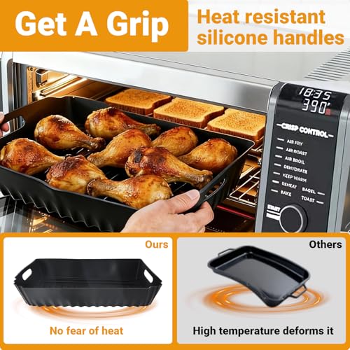 3 Pcs Silicone Baking Pans Set for Ninja SP0101 Digital Air Fry Oven, Reusable Air Fryer Liners, Easy to Clean