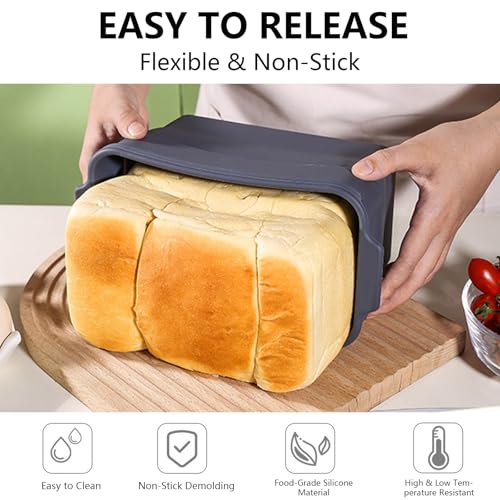 Silicone Collapsible Bread Loaf Pan with Lid – Flexible Foldable Baking Mold for Bread, Cakes, Brownies, and Cheesecakes, Easy Storage for Kitchen