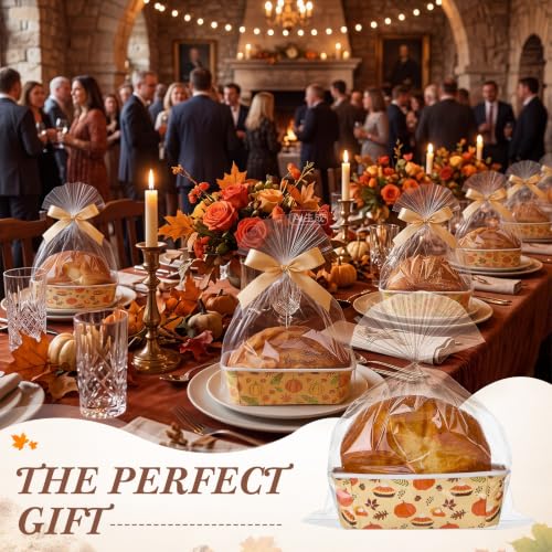80 Sets Fall Paper Loaf Pan Bulk 6.3 x 2.2 x 2.2 In Mini Cake Pan