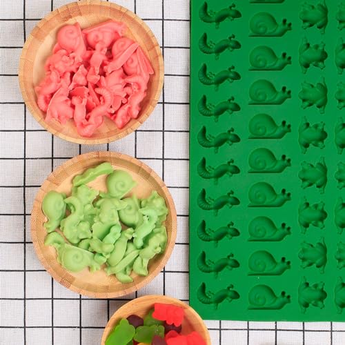 Mini Animal Silicone Molds with Frog, Lizard, and Snail Shapes - color: Frogs Lizards Snails