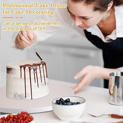 12 PCS Cake Drums 10 Inch, 10inch Drum, Cake Boards 10 Inch Round, 1/2" Thick Cardboard, Sturdy Circle, Base para Pastel Cardboard Base White Cake Boards for Wedding - size: 10 Inch