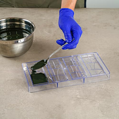 Restaurantware-Pastry Tek 10.8 x 5.3 Inch Chocolate Bar Molds, 10 Dishwashable Chocolate Molds - 4 Cavities, Freezable, Clear Polycarbonate Candy Mold, For Protein and Energy Bars, Easy To Release - size: 10 Count | 10.8 x 5.3 Inch, style: Bar