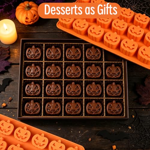Halloween Pumpkin Mold, 2 Pack Small Pumpkin Candy Chocolate Molds - color: 2 PCS Halloween pumpkin chocolate molds