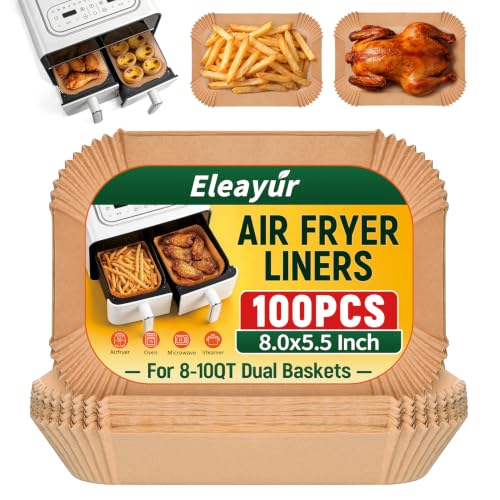 100Pcs Air Fryer Liners for Ninja Dual Airfryer, 8x5.5 Inch Rectangle Disposable Air Fryer Parchment Paper for Ninja DZ201/ DZ401/ DZ550, Bella Slim Airfryer & More, Air Fryer Accessories - size: 100pcs