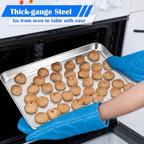 E-far Large Baking Sheet Set of 4, 20"x14" Stainless Steel Cookie Sheet - size: 19.7"x 13.8"