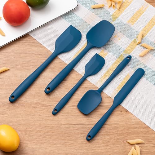 Silicone Spatula Set,5 Piece Food Grade Rubber Spatulas,Navy Blue - color: Navy Blue