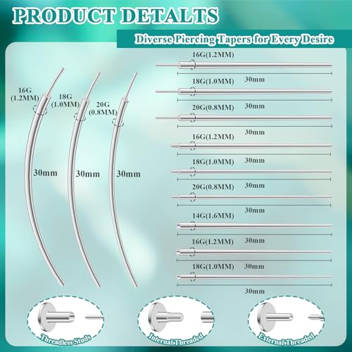 Piercing Ball Grabber Tool, Jewelry Changing & Insertion Kit 16G-20G - color: Set NO2. Thread+Threadless+Ball Grabber Tool