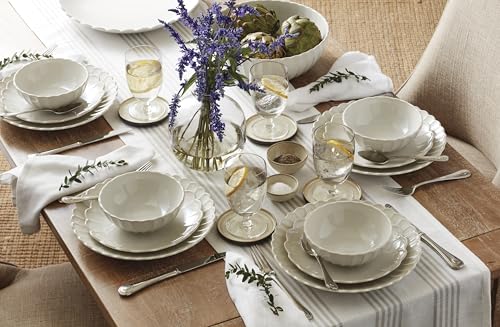 Lenox French Perle Scallop White Stoneware 24-Piece Dinnerware Set for 8 - color: White, style: 24-Piece Dinnerware Set