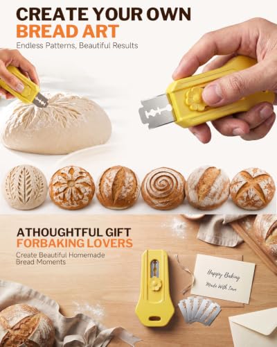 Upgraded Bread Lame, Magnetic & Extractable Sourdough Scorering Tool - color: Yellow