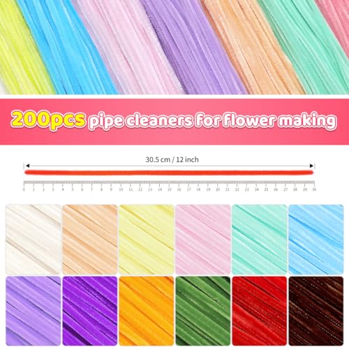 IOOLEEM Pipe Cleaners, 200pcs Light Purple Flower Making Chenille Stems - color: Light Puple, size: 200 Count