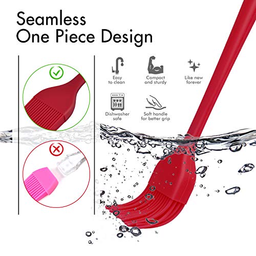 HOTEC 600°F Heat Resistant, Silicone Basting &Pastry Brushes, Red 2 - color: Red New