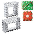 Rectangle Cookie Cutter Set with Scalloped Edge Assorted Sizes, 6 PCS Stainless Steel Square Cookie Cutter with Fluted Edge, Geometric Frame Plaque Cookies Cutters Shapes Molds