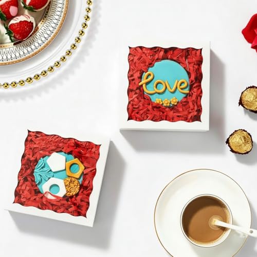 NEKSUNBAK 50PCS 5x5x1.2 inch White Cookie Gift Boxes