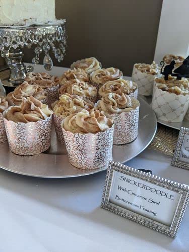 50-Pack Paper Baking Cups, Greaseproof Disposable Cupcake Muffin Liners (Large, Rose Gold Scroll) - color: Rose Gold Scroll