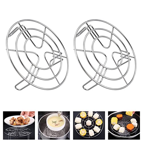 2Pcs Round Cooking Rack, 6 inch Stainless Steel Cooling Steaming Grilling Rack, Wire Baking Roasting Rack for Air Fryer Pressure Cooker Round Cake Pans Stockpot, Oven & Dishwasher Safe