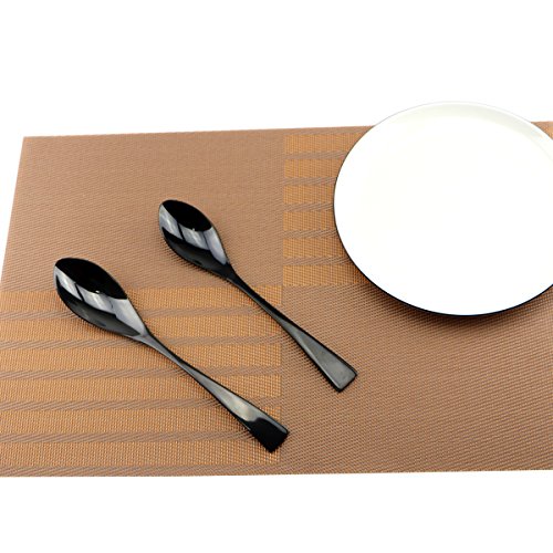5-Piece Stainless Steel Flatware Silverware Set Service for 1 Dinnerware Mirror Polished Include Knife/Fork/Spoon Dishwasher Safe - size: 1-set-black