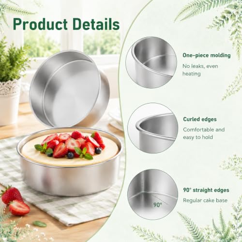 6 Inch Cake Pan, 2 Pack Stainless Steel Round Cake Baking Pans